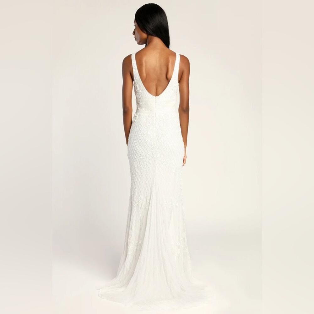 Lulus Simple Romance White Beaded Sequin Mermaid Maxi Dress NWOT Small - Picture 4 of 9